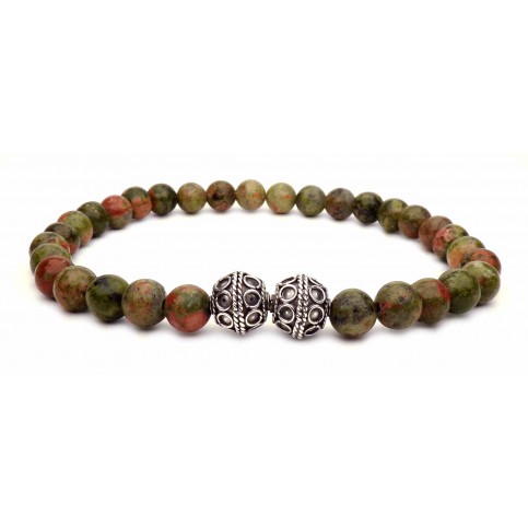 bracelet tibetain perles unakite
