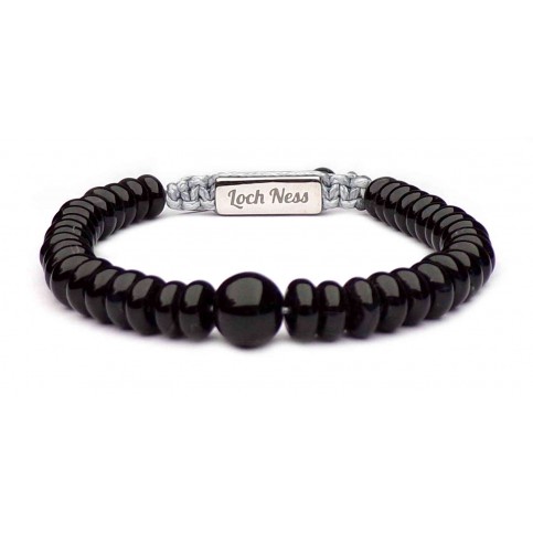 bracelet shamballa perles plates noir homme