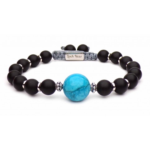 bracelet jamais seul Grande perle Bleu de Johnny Hallyday